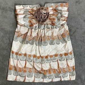 PRAIRIE NEW YORK Silk Rosette Strapless Top Size XS